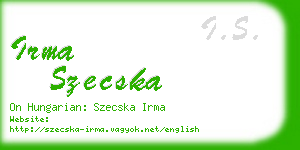 irma szecska business card